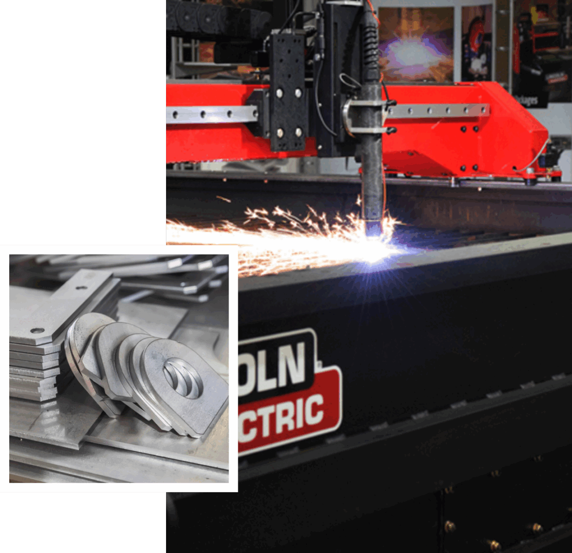 CNC machine cutting metal sheets.