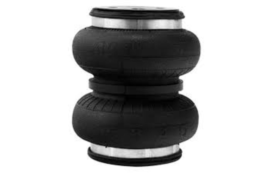 Black double-convoluted air spring suspension.